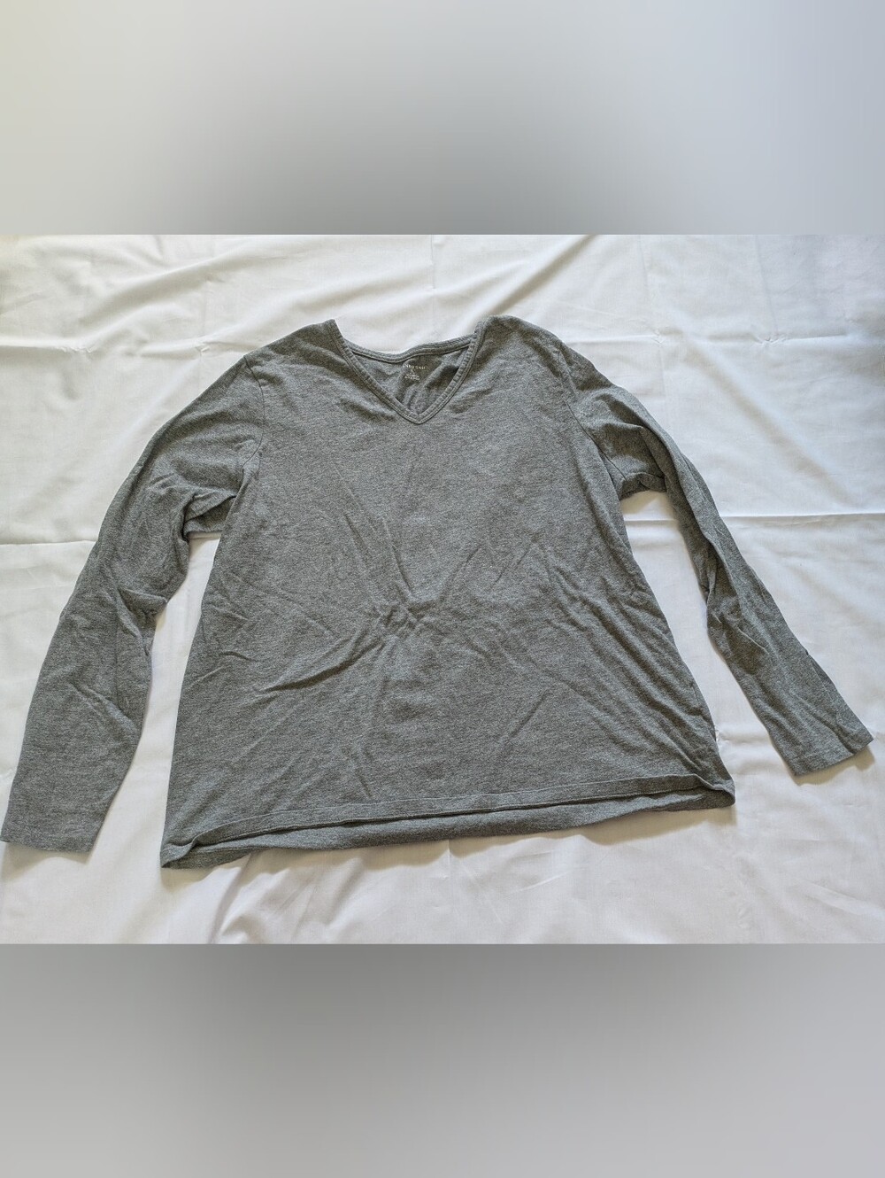 Gray Long Sleeve V-Neck 100% Cotton Shirt